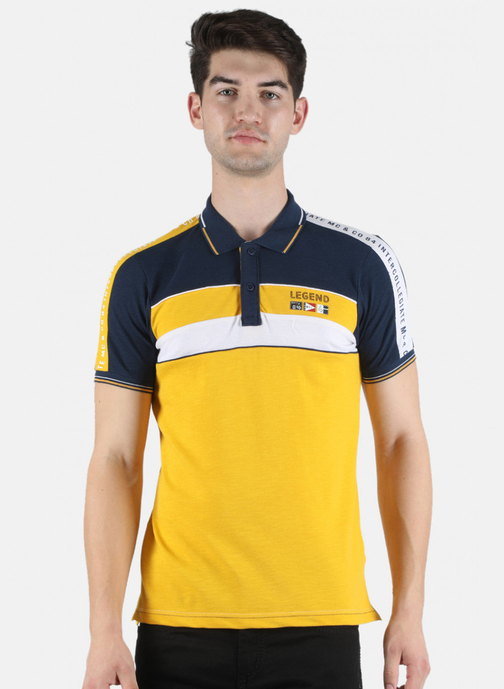 Men Yellow Plain T-Shirt