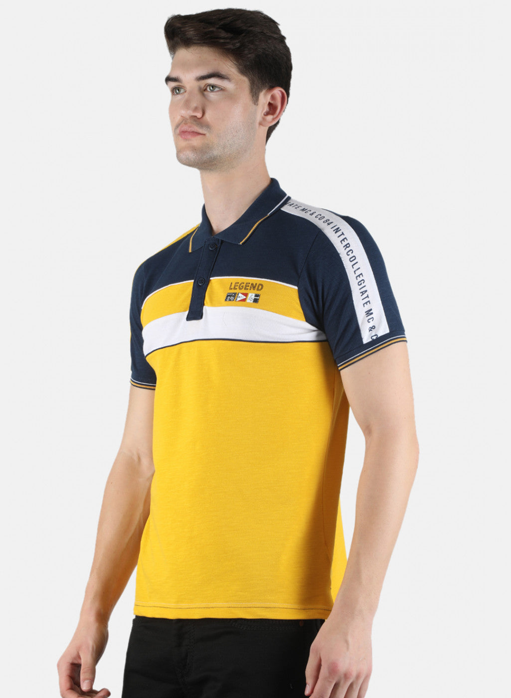 Men Yellow Plain T-Shirt