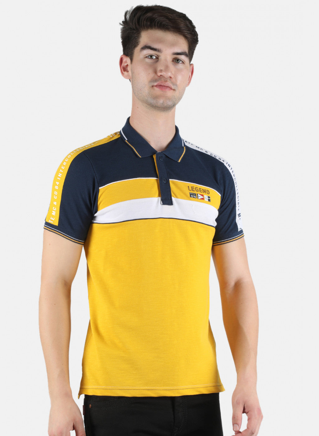 Men Yellow Plain T-Shirt