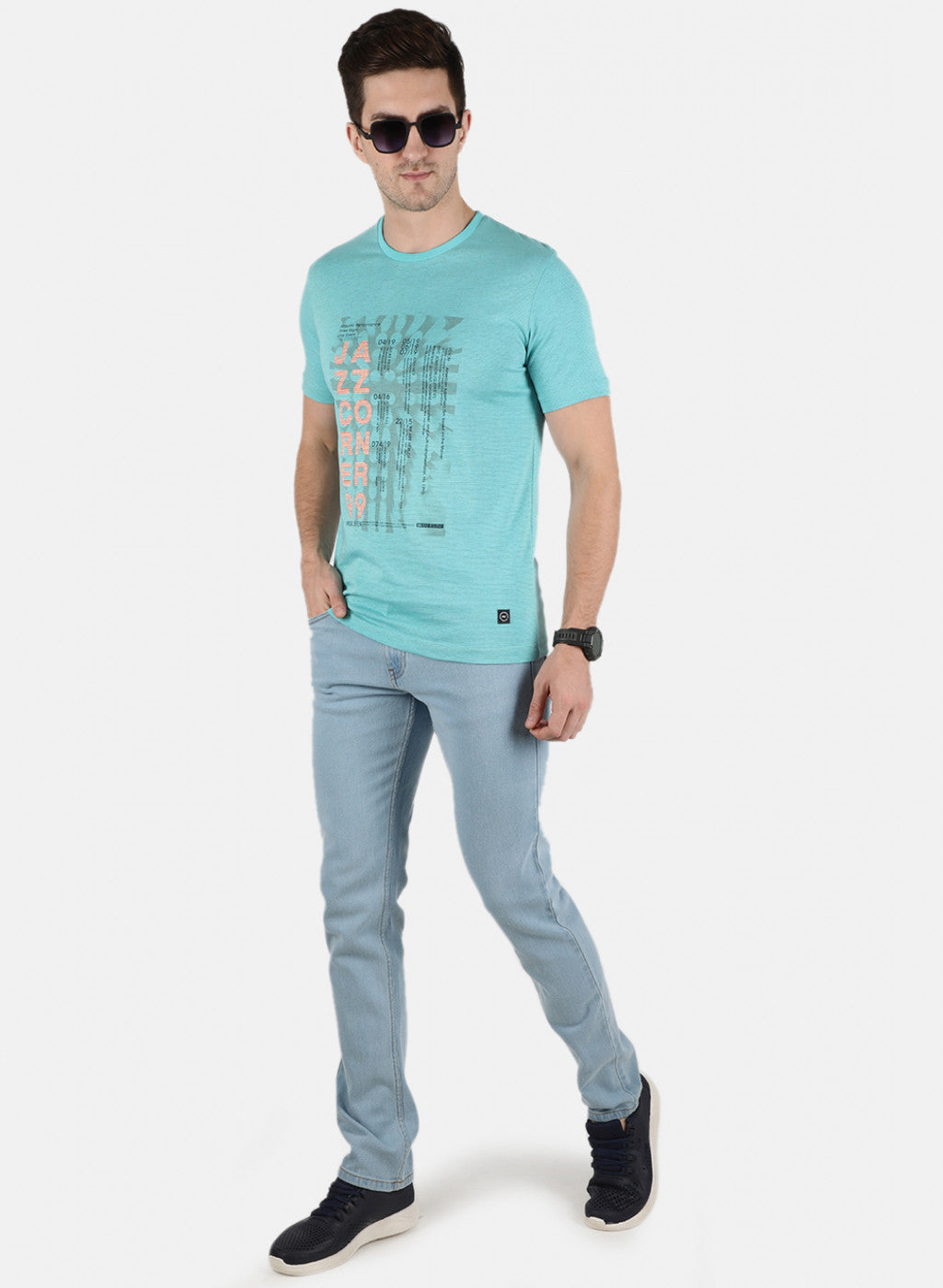 Men Blue Printed T-Shirt