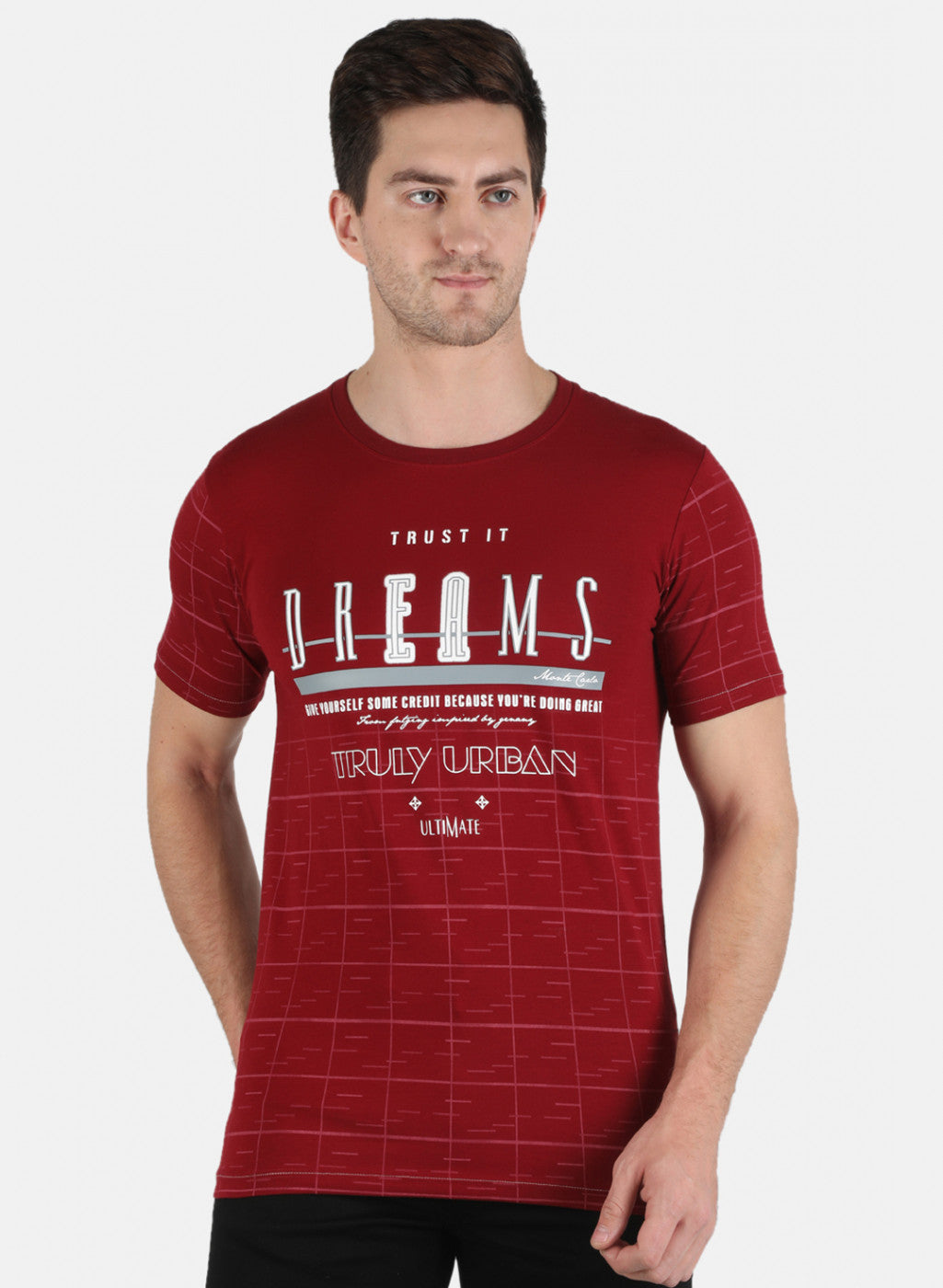 Men Maroon Printed T-Shirt