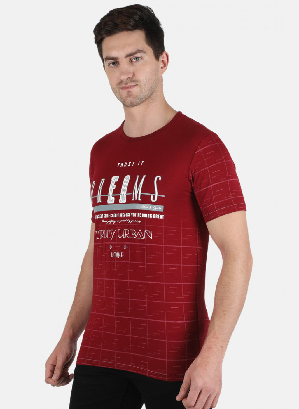 Men Maroon Printed T-Shirt