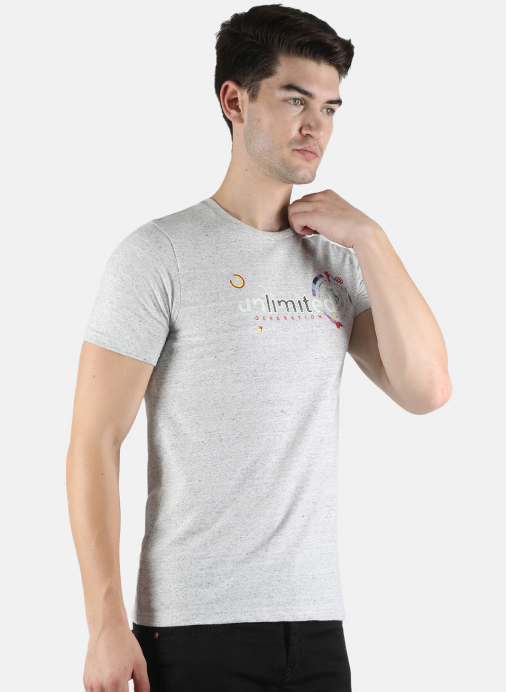 Men Grey Printed T-Shirt