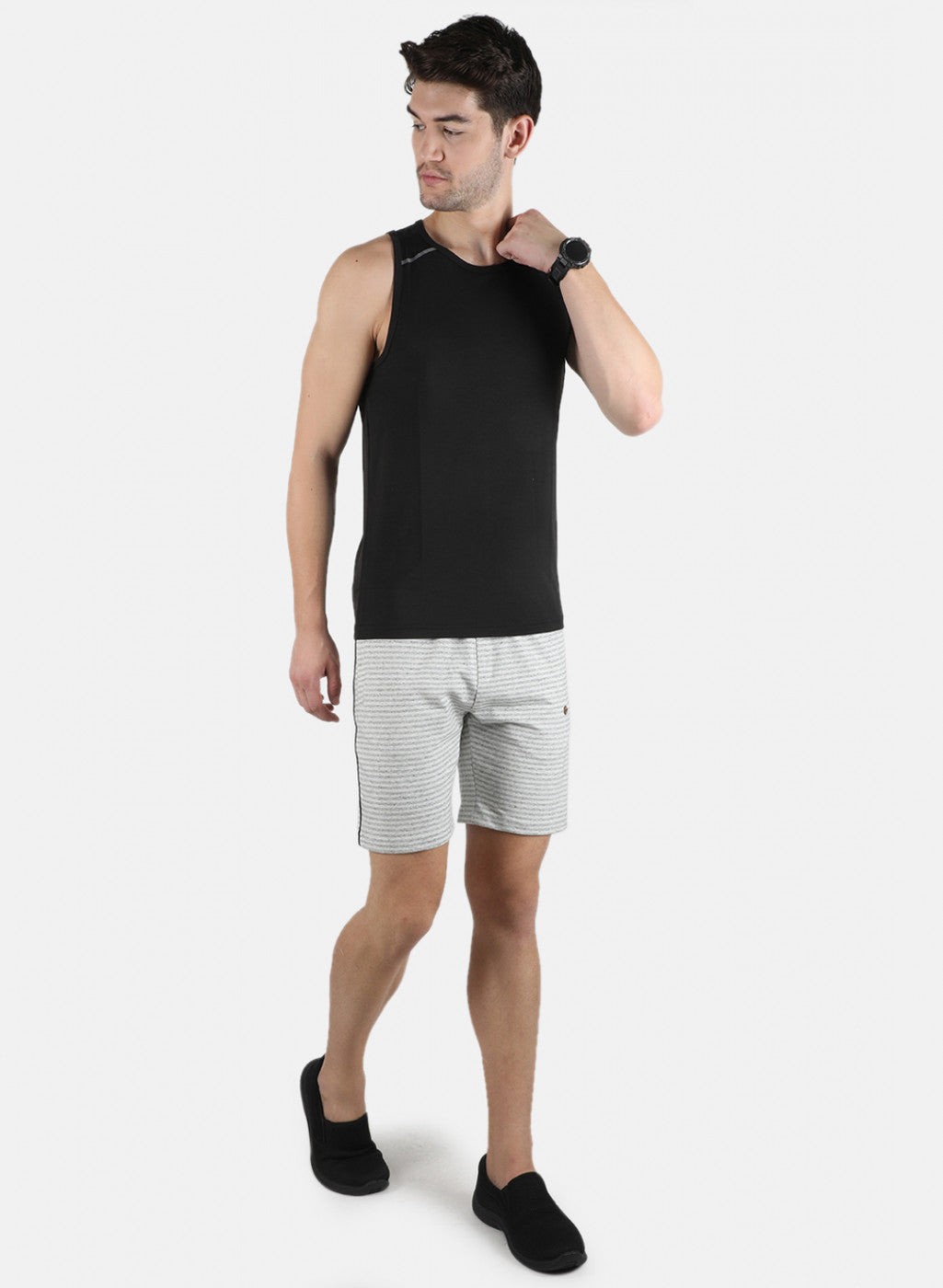 Men Grey Plain Bermuda