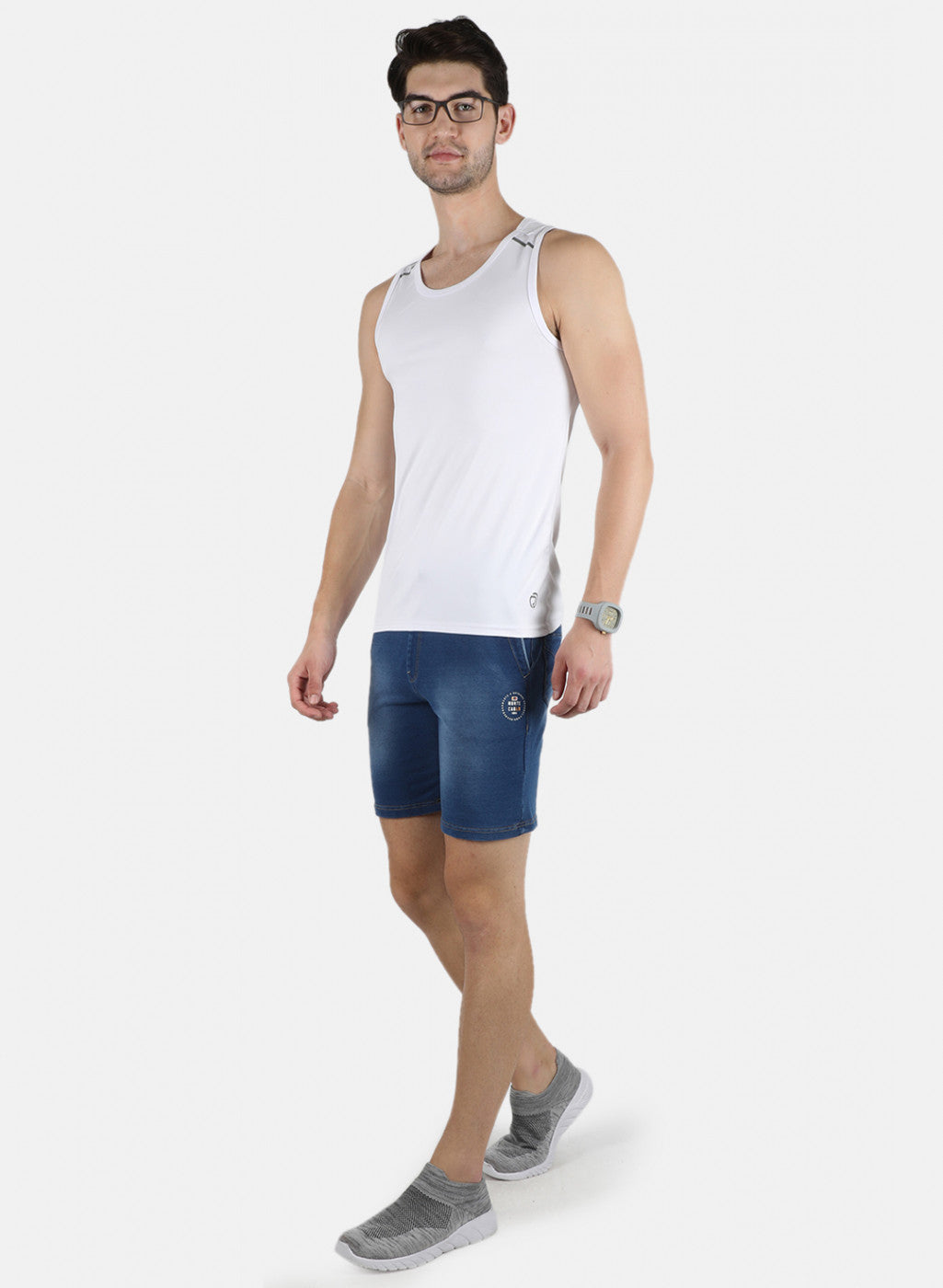 Men Blue Light Wash Bermuda