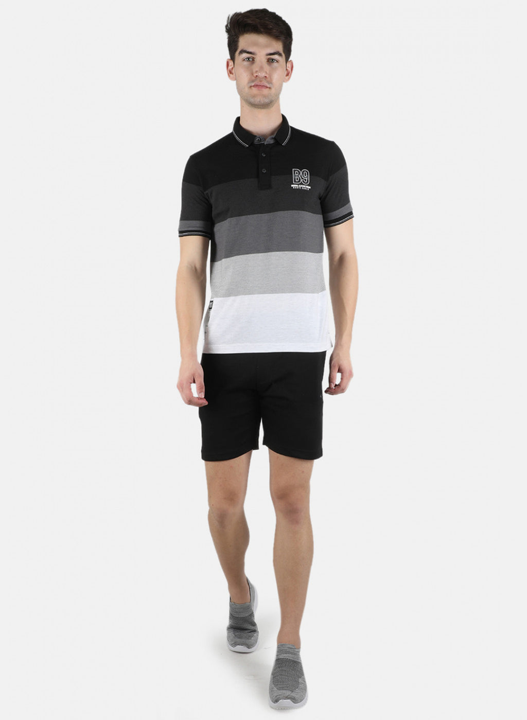 Men Black Stripe Bermuda Set