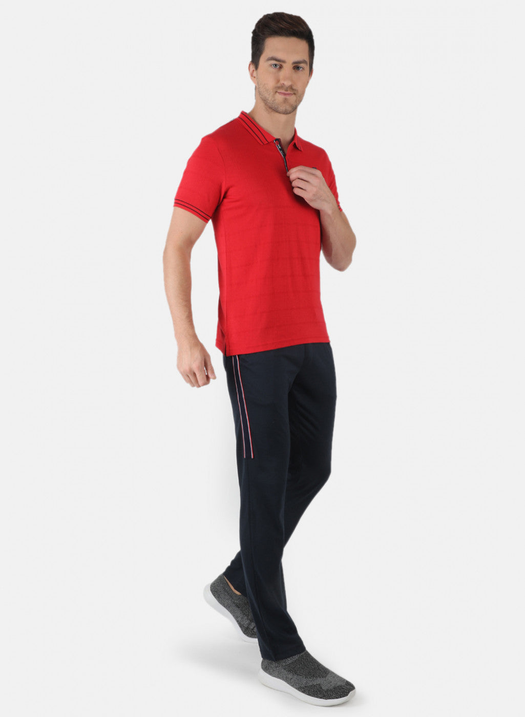 Men Red Plain Lower Set