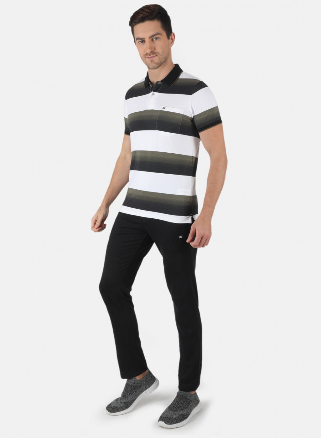 Men Olive Stripe Lower Set