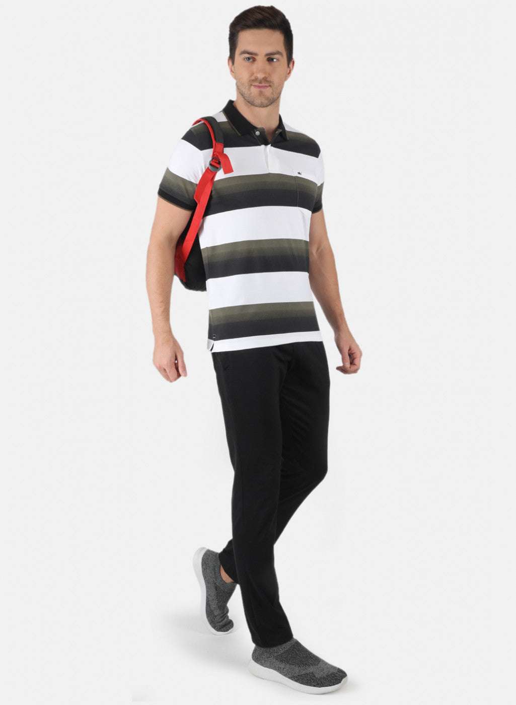 Men Olive Stripe Lower Set