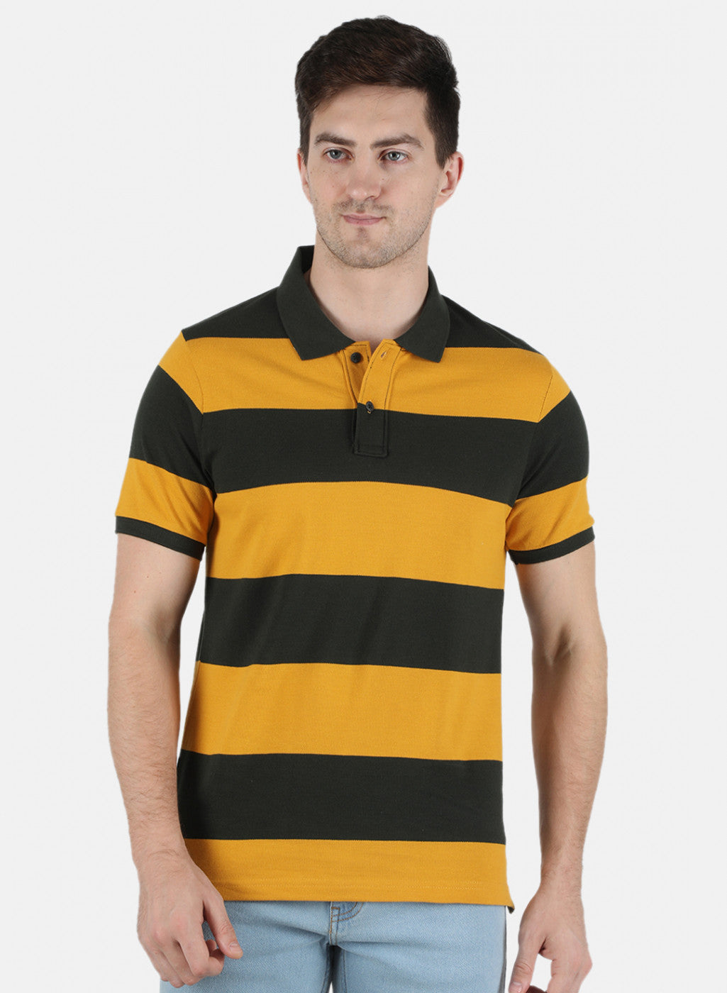 Men Mustard Stripe T-Shirt