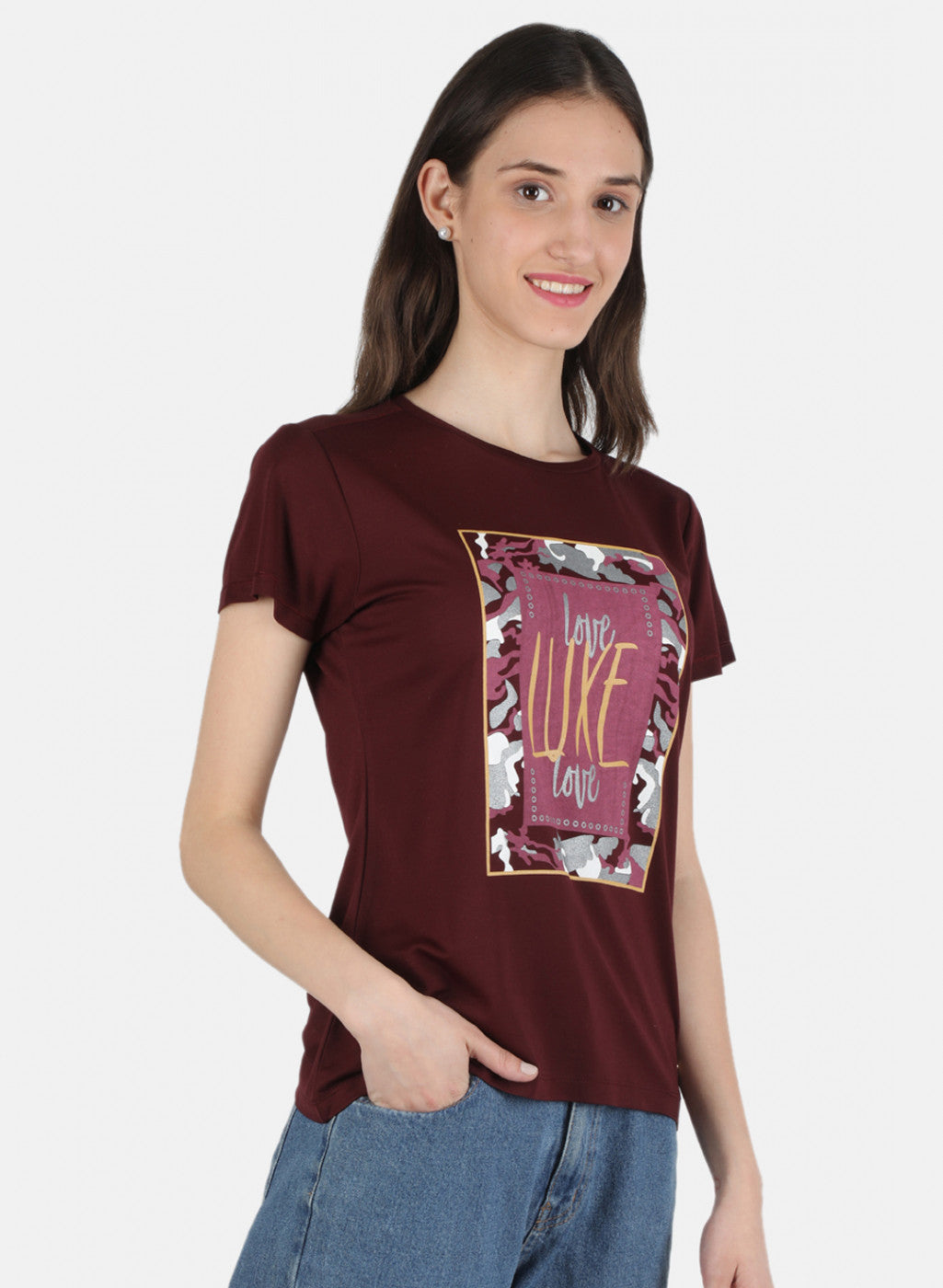 Women Maroon Printed Top