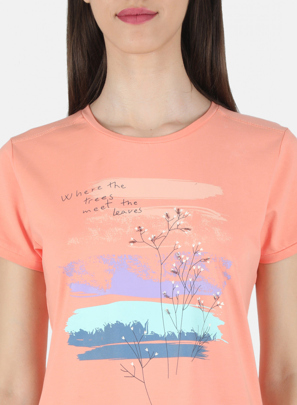 Women Peach Printed Top