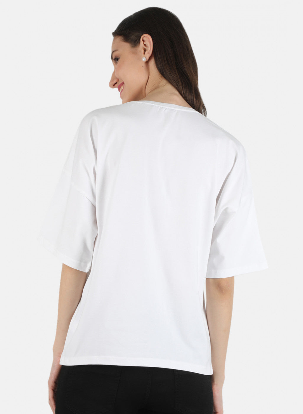 Women Off White Printed Top