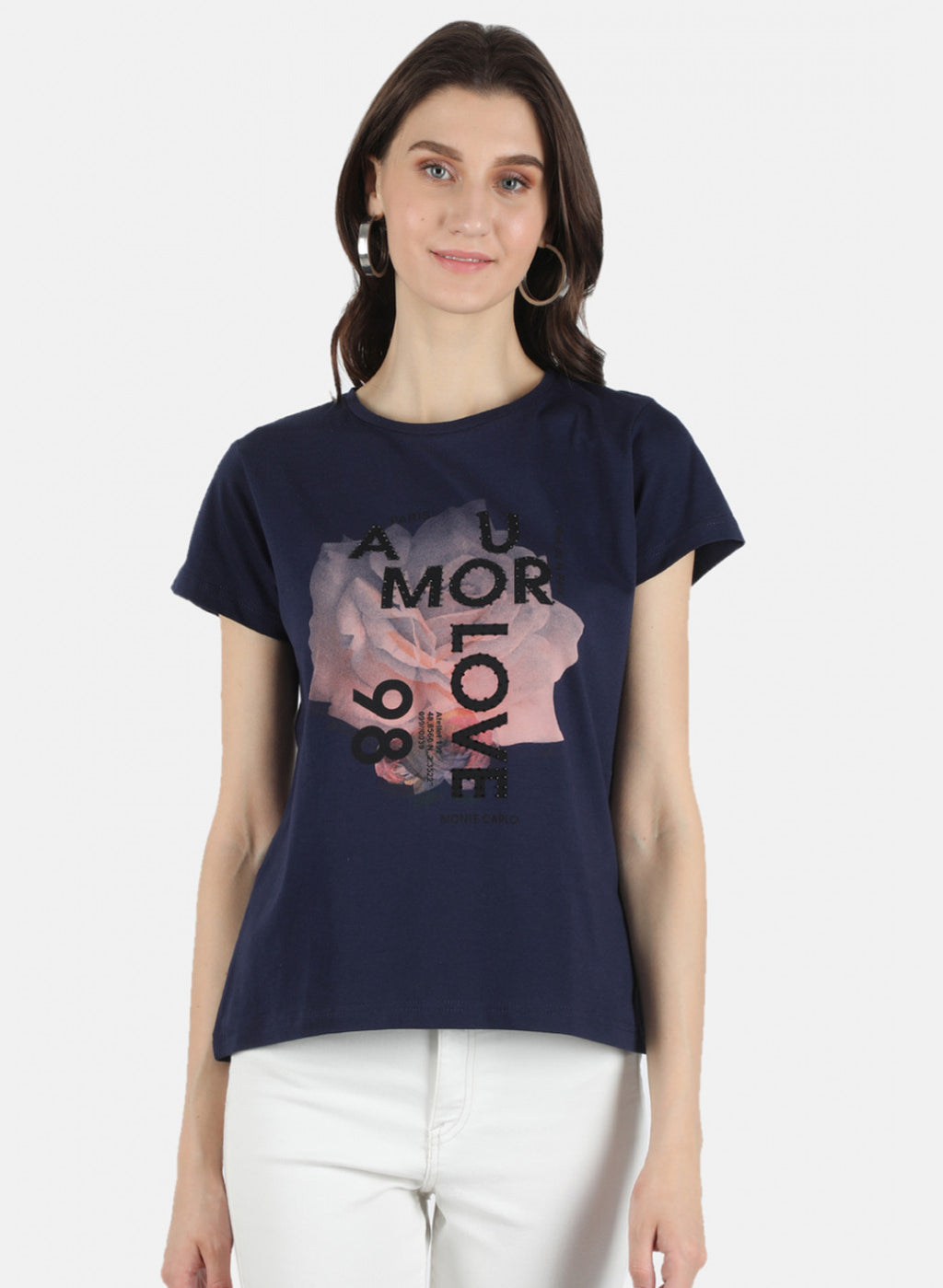 Women Navy Blue Printed Top