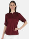 Women Maroon Plain Top