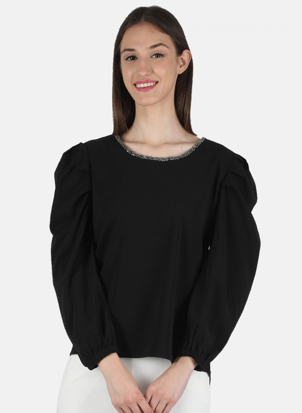 Women Black Plain Top