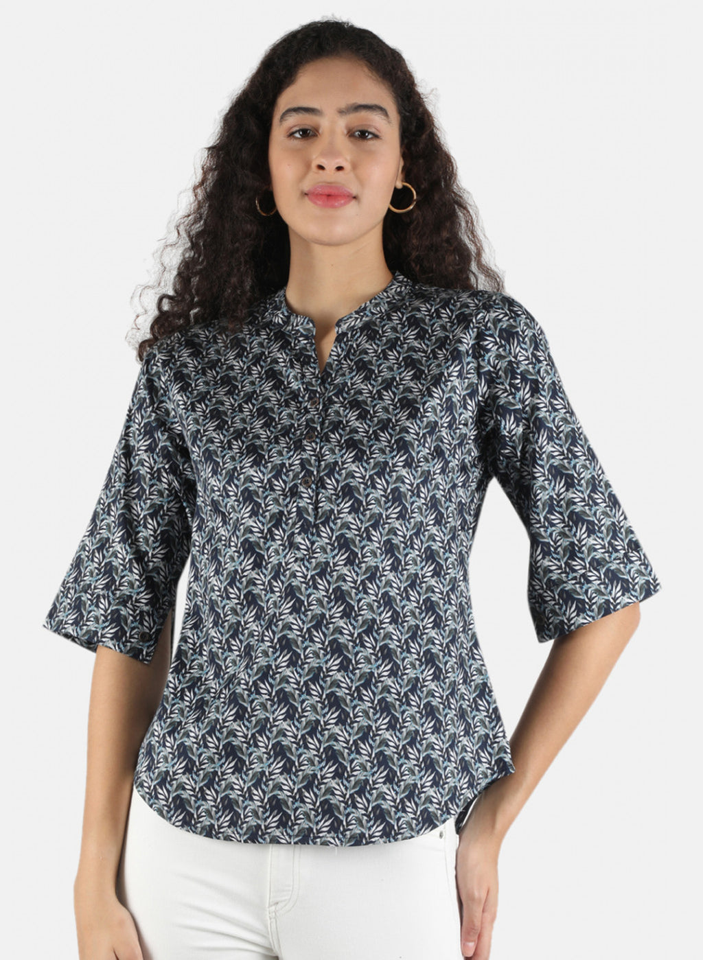 Women Navy Blue Printed Top