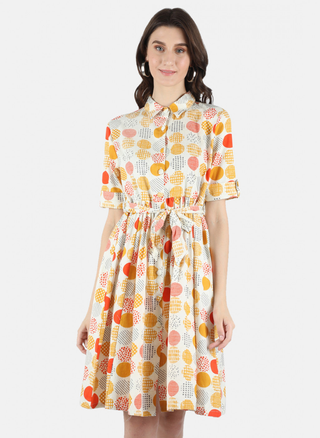 Women Mustard Printed Dress