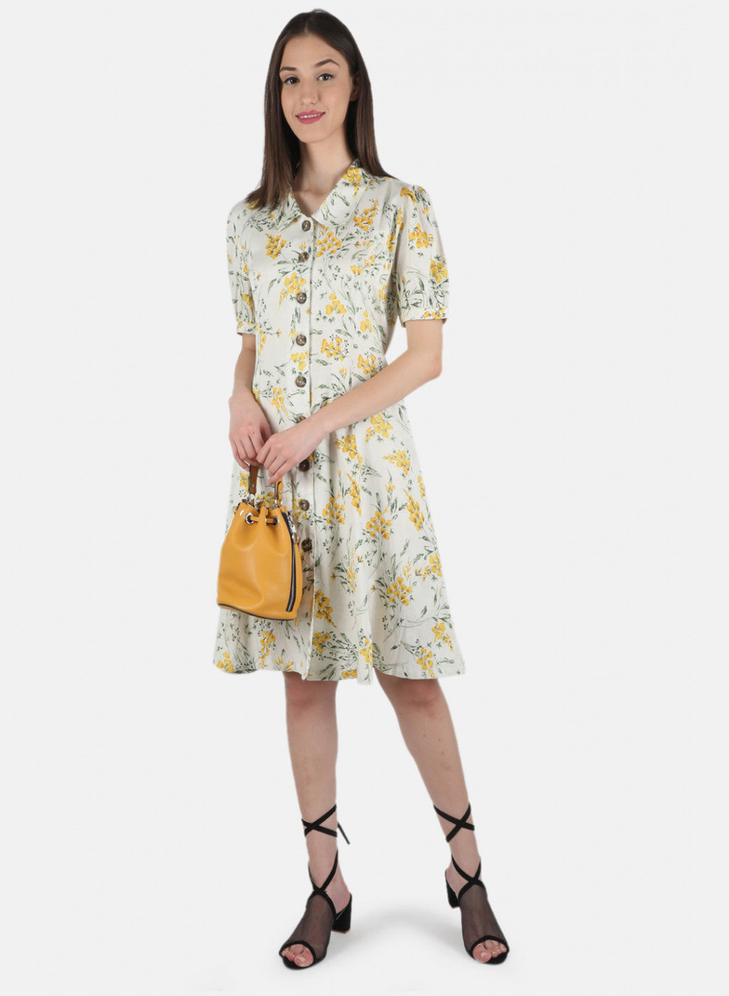 Women Yellow Printed Dress