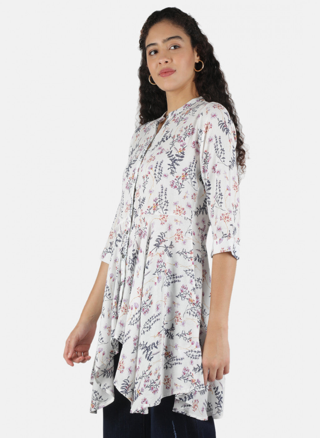 Women White Printed Tunic