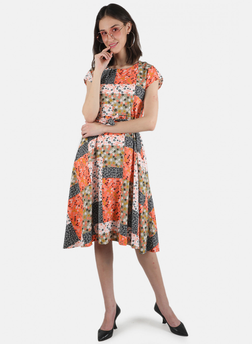 Women Orange Printed Dress