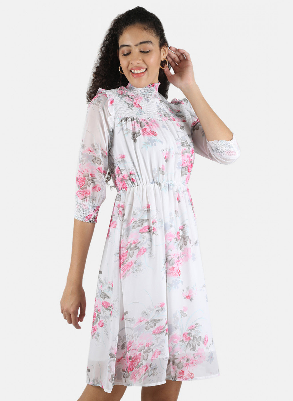 Women White Printed Dress