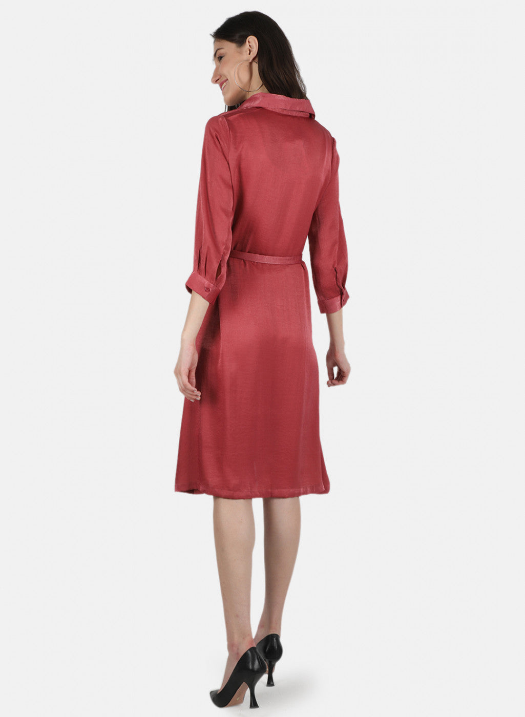 Women Dusty Pink Solid Dress