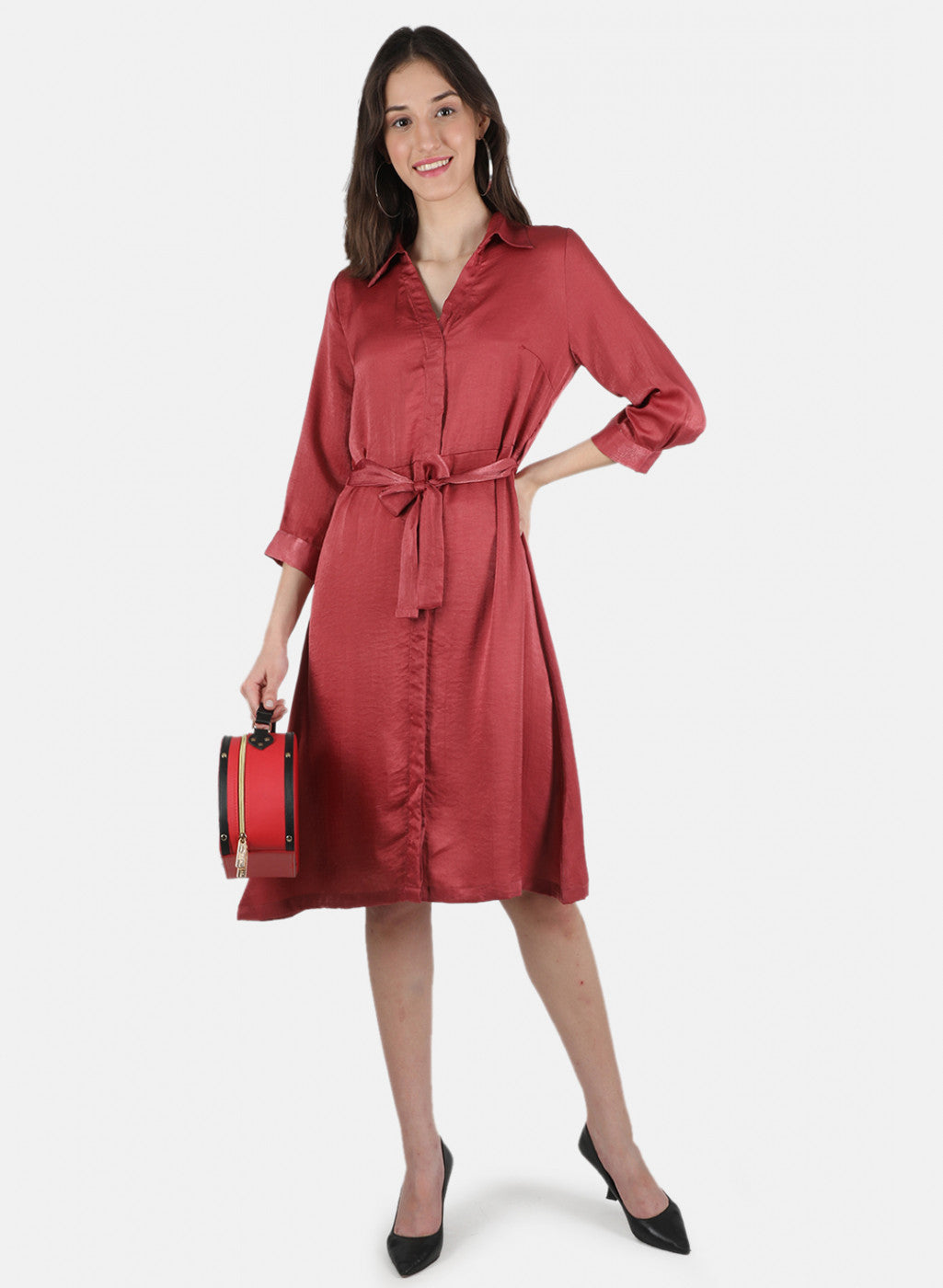 Women Dusty Pink Solid Dress