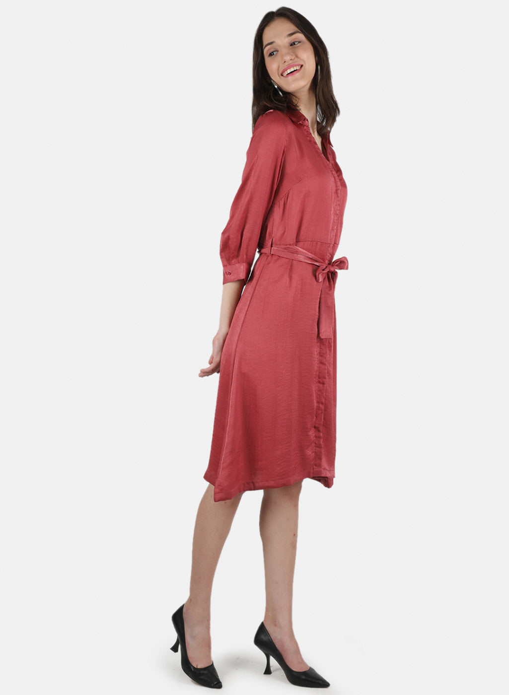 Women Dusty Pink Solid Dress