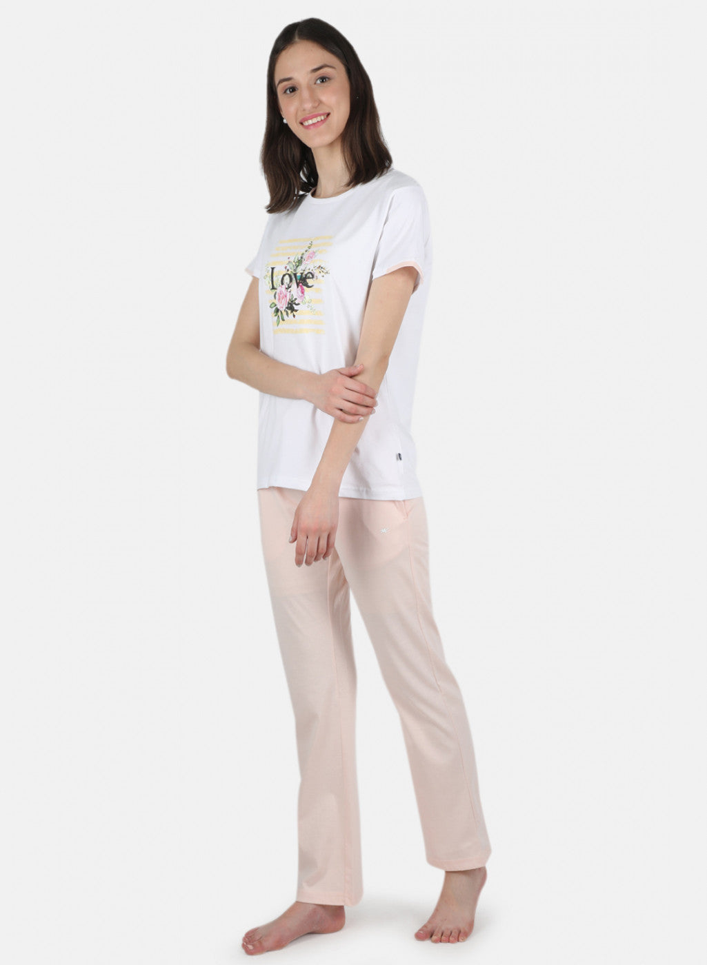Women White Printed Lower Set