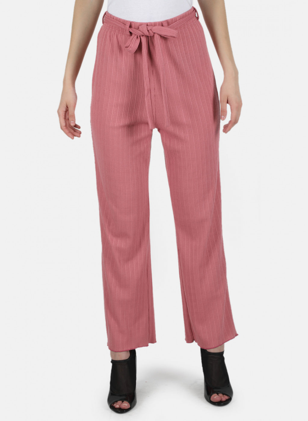 Women Pink Self Design Palazzo