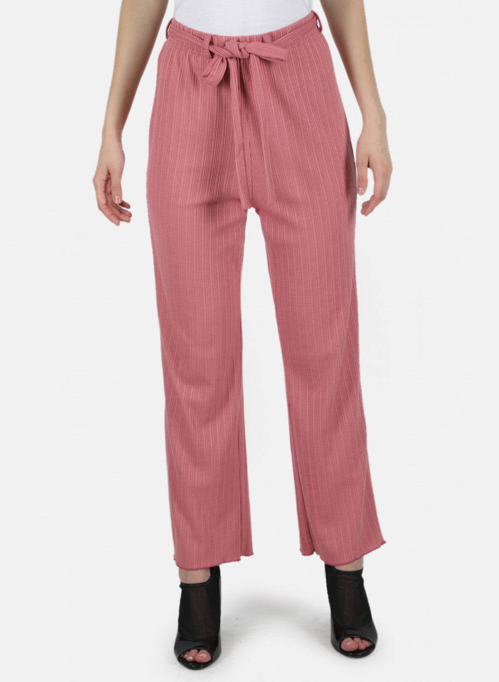 Women Pink Self Design Plazzo