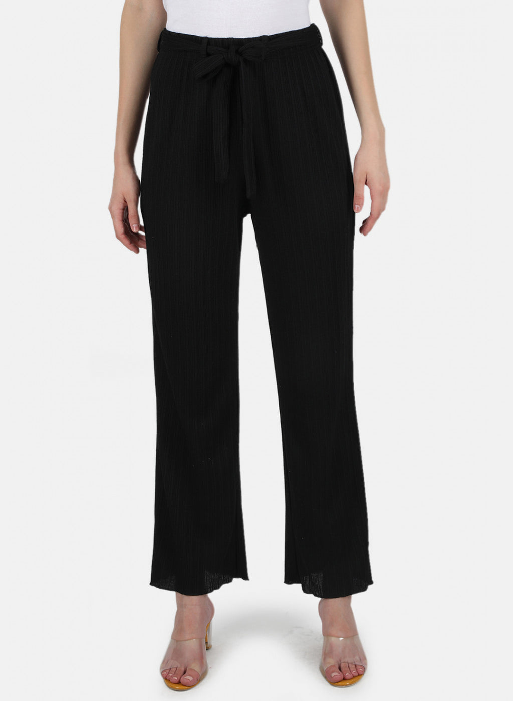 Women Black Self Design Palazzo