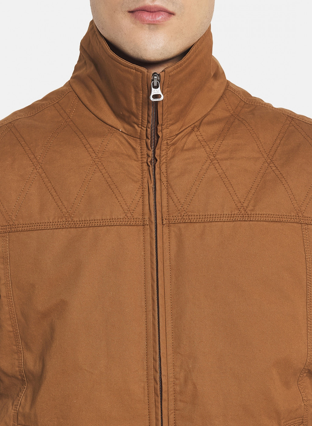 Men Brown Solid Jacket