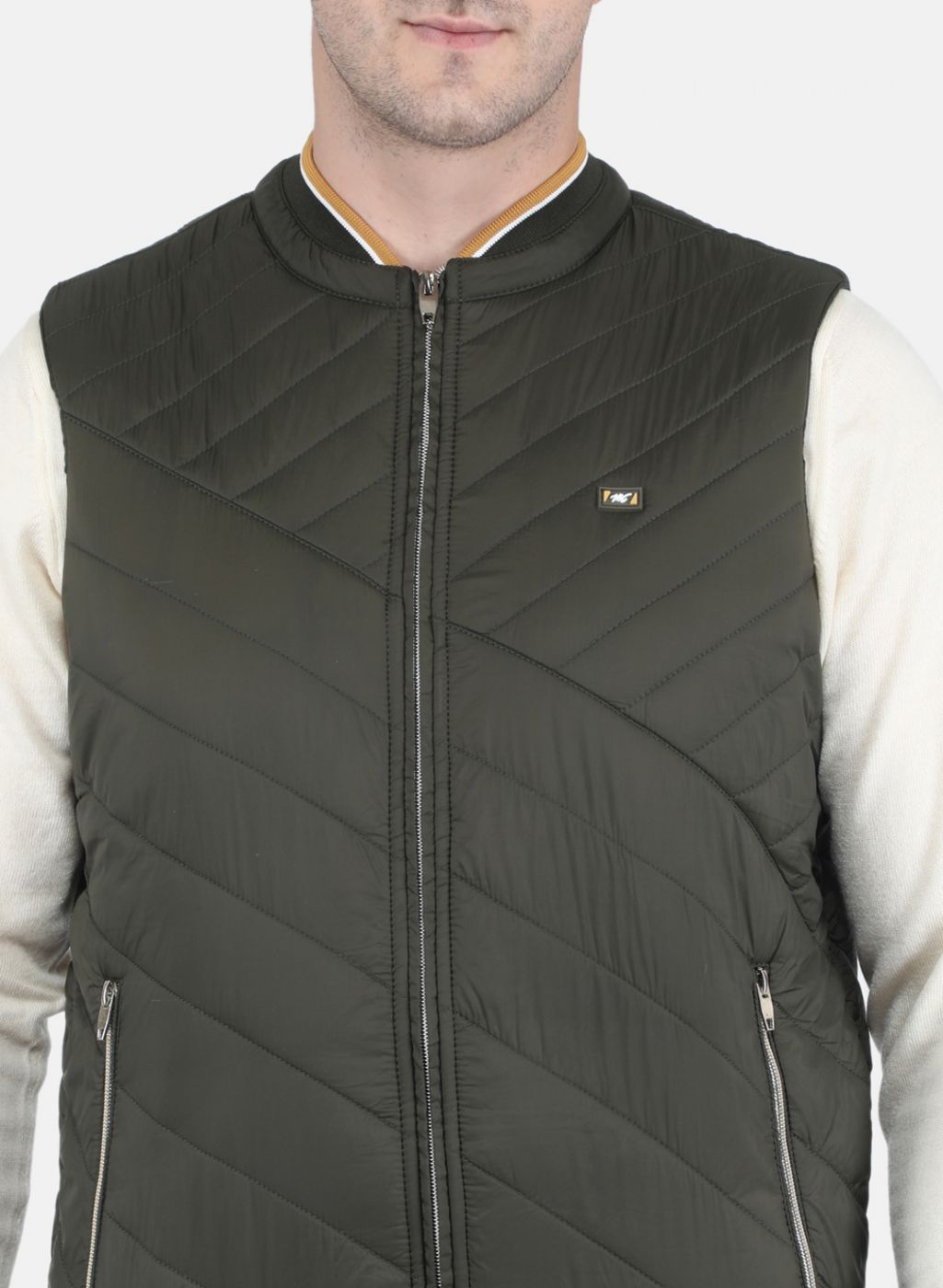 Men Olive Solid Jacket