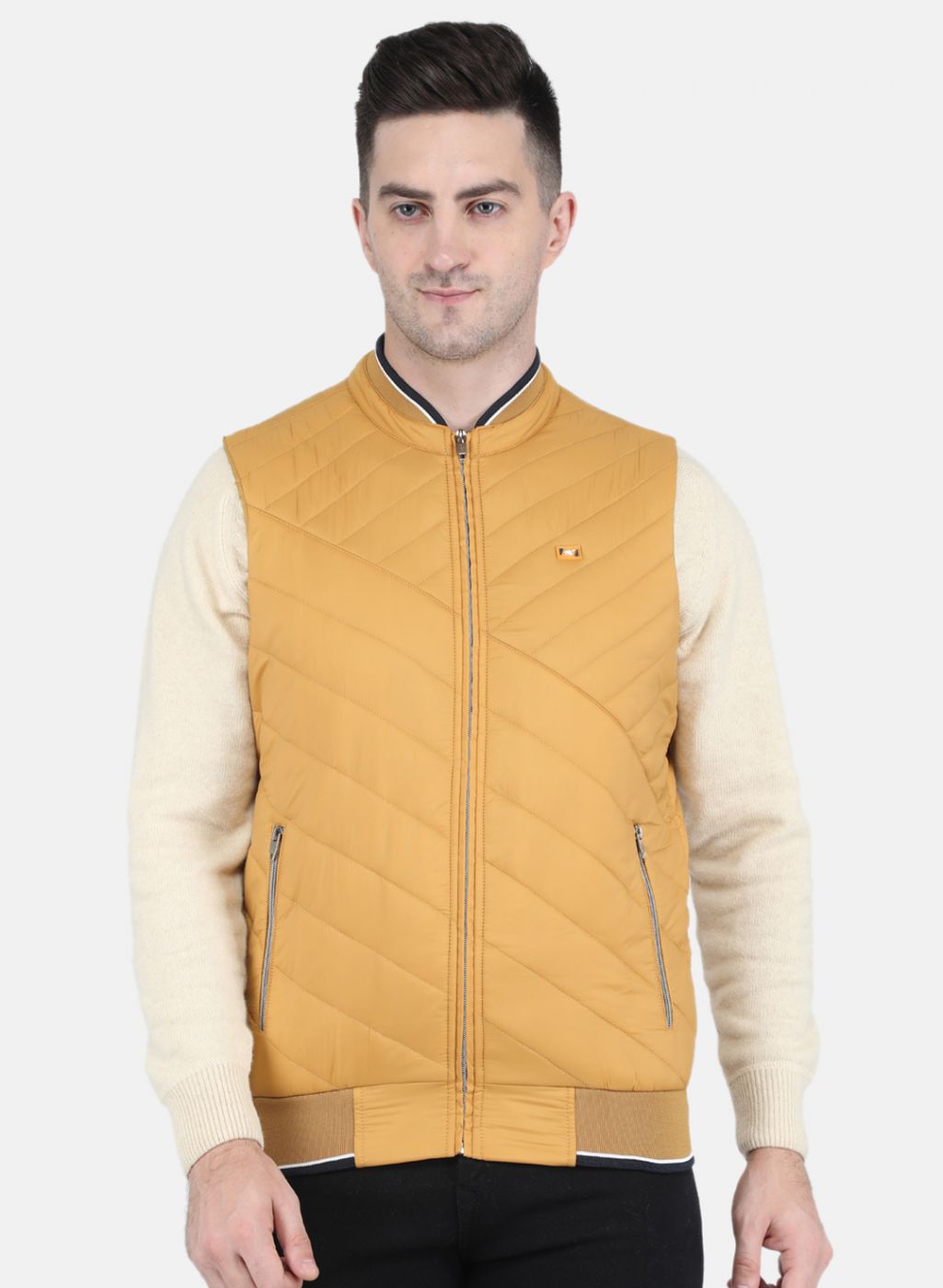 Men Yellow Solid Jacket