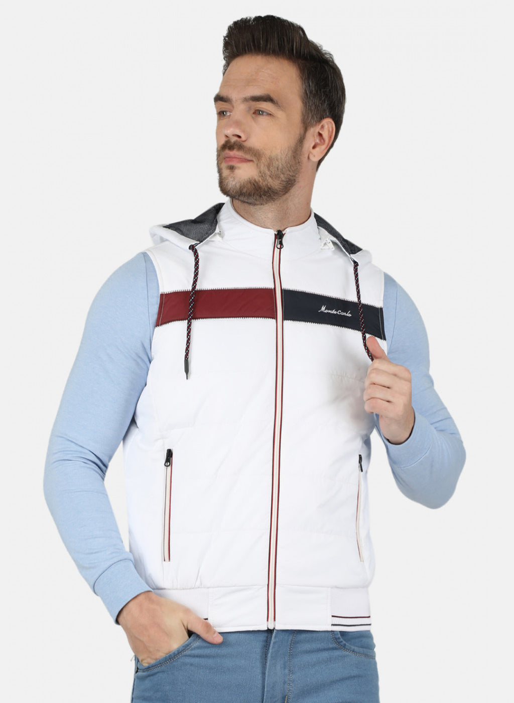 Men White Solid Jacket