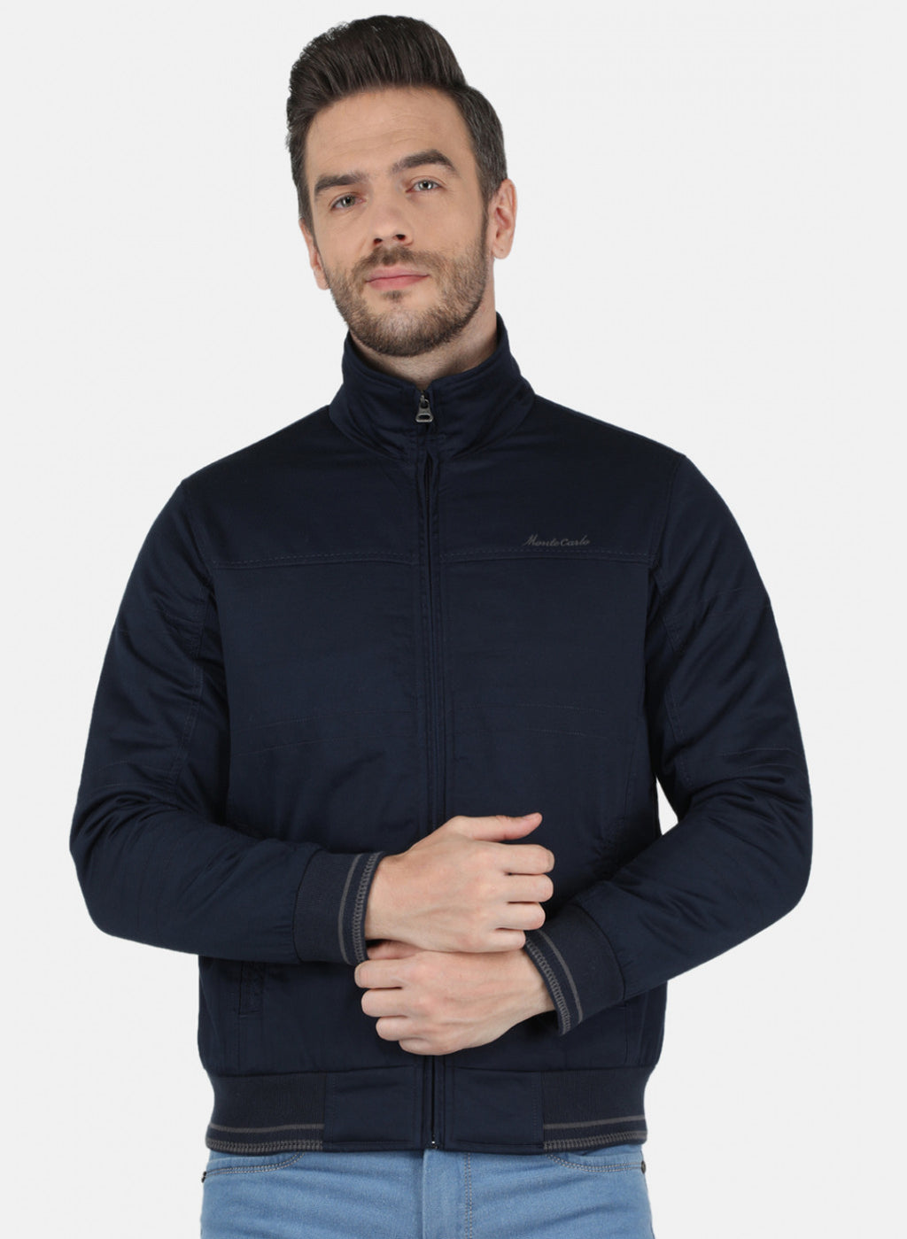 Men Blue Solid Jacket
