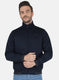 Men Blue Solid Jacket