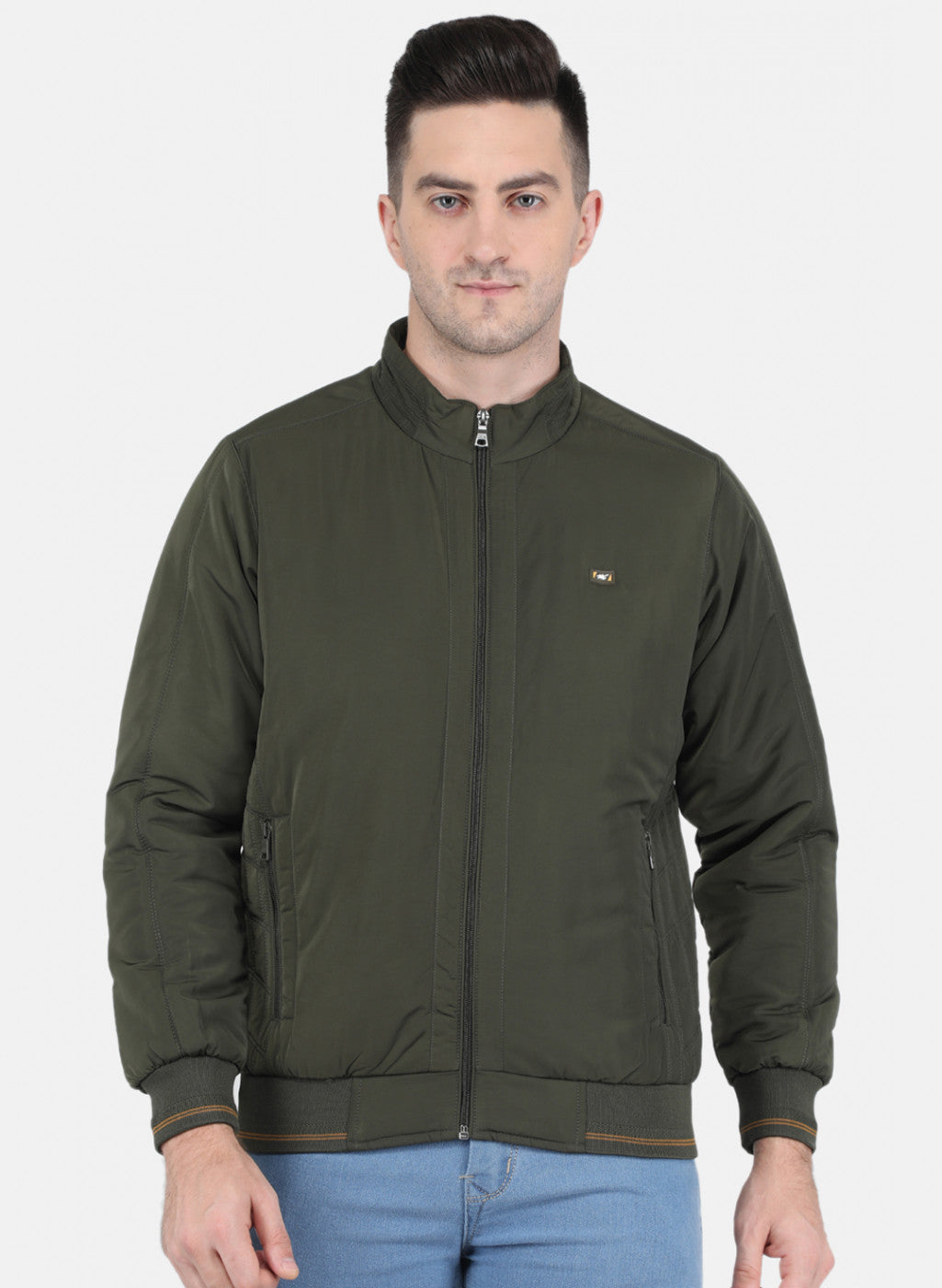 Men Olive Solid Jacket