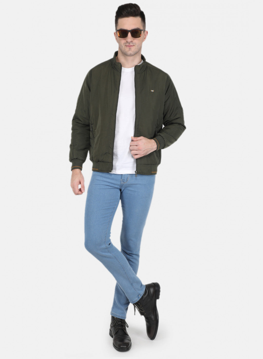Men Olive Solid Jacket