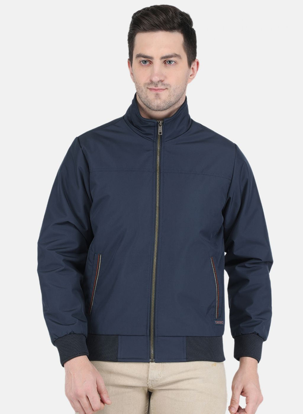 Men NAvy Blue Solid Jacket