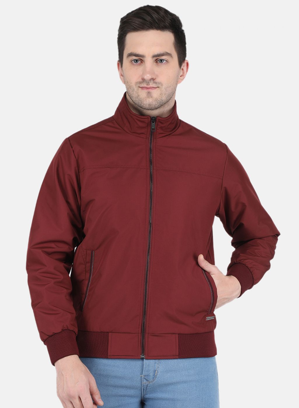 Buy Men Maroon Solid Jacket Online in India - Monte Carlo