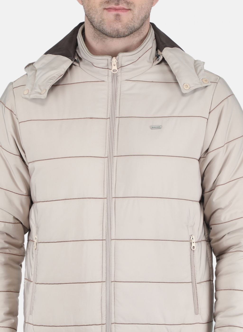 Men Beige Solid Jacket