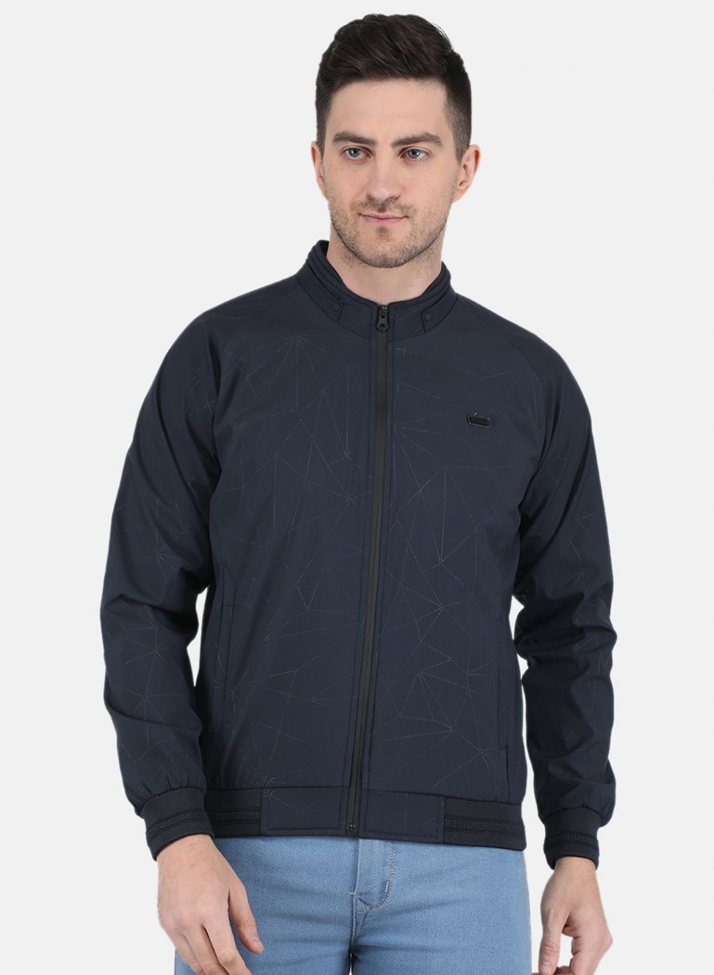 Men NAvy Blue Solid Jacket