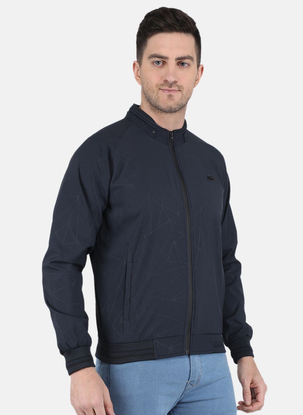 Men NAvy Blue Solid Jacket