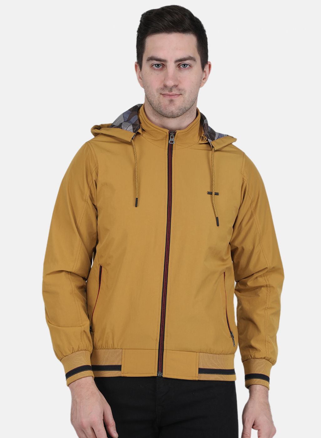 Men Mustard Solid Jacket