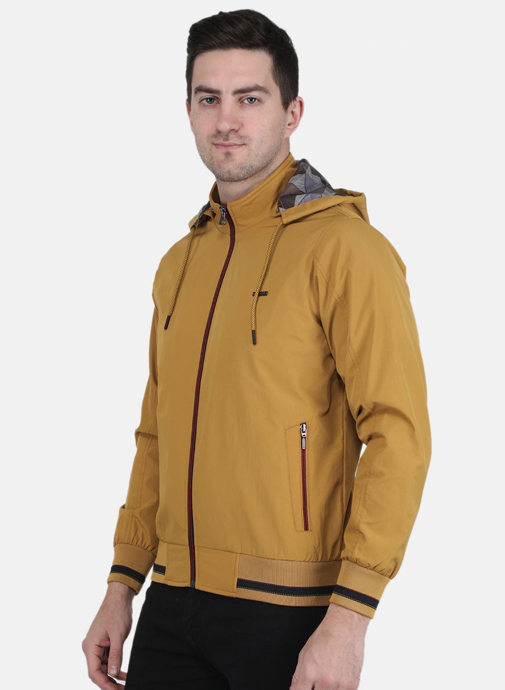 Men Mustard Solid Jacket