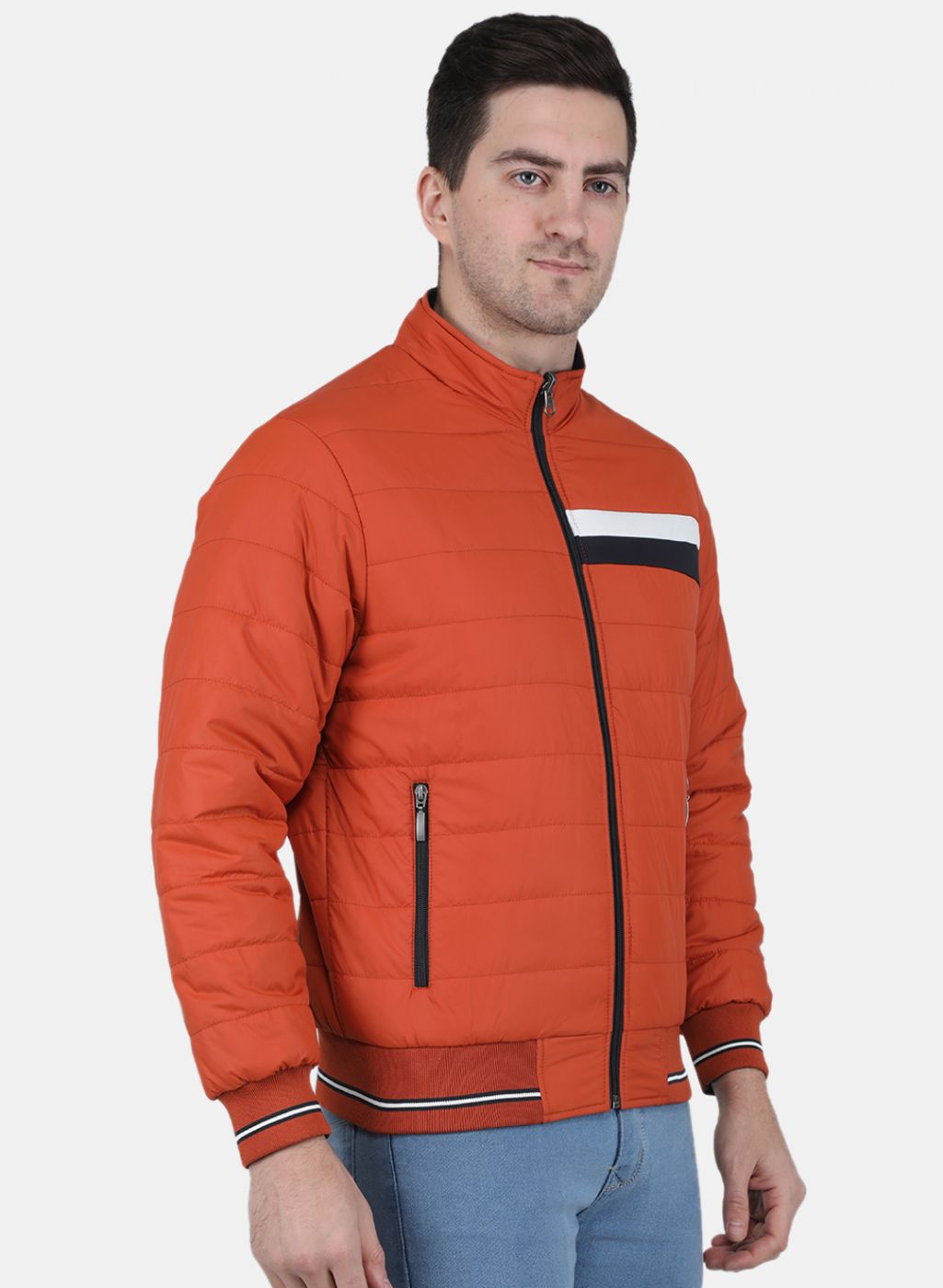 Men Orange Solid Jacket
