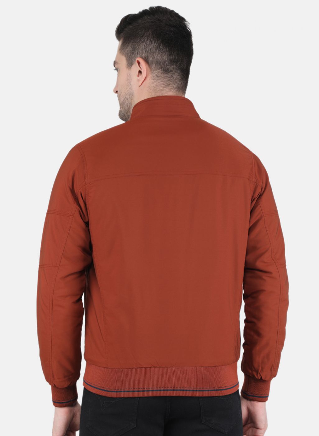 Men Orange Solid Jacket